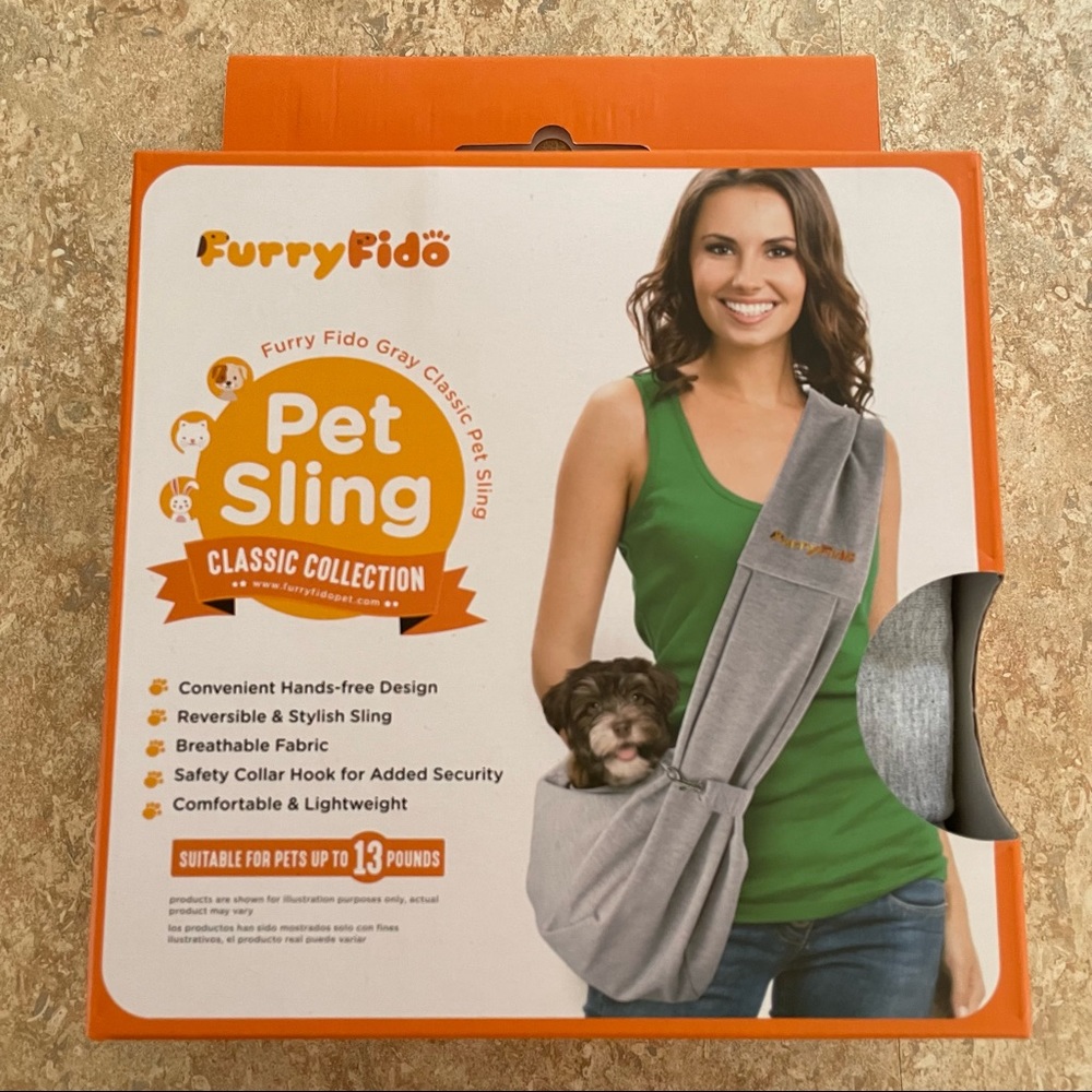 NIB! FurryFido Pet Sling Breathable Reversible Carrier Dogs Up To 13 LBS Grey - Picture 1 of 4